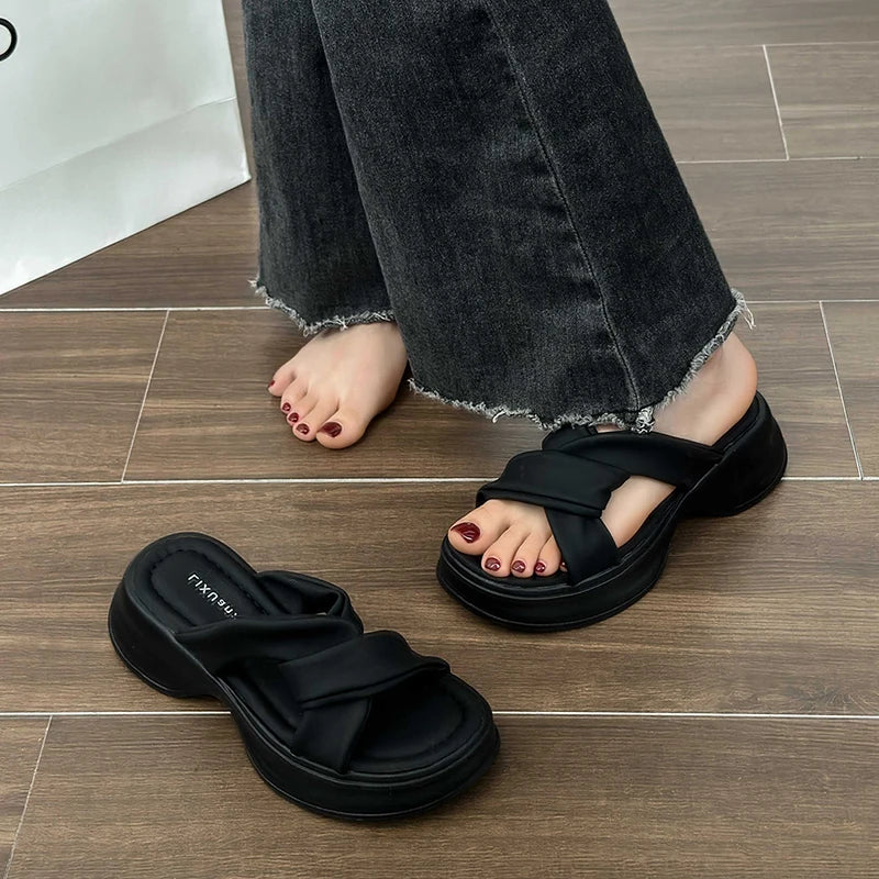 LBSFY  -  2024 Summers Platform Women's Slippers Fashion Open Toe Wedges Heel Ladies Outdoor Beach Slides Sandalias