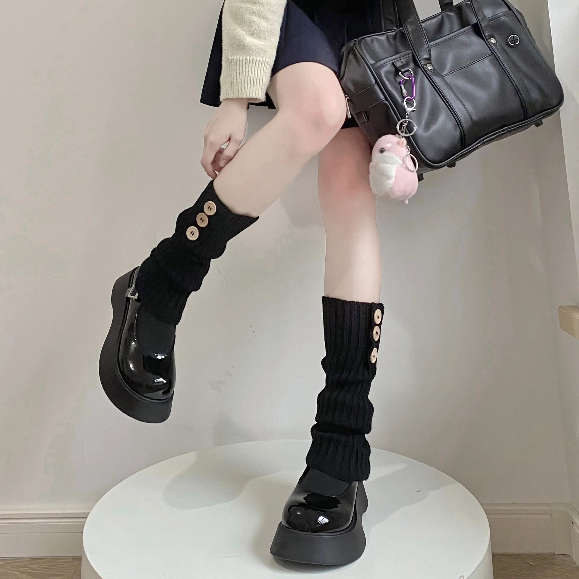 Lbsfy Socks Woman Autumn and Winter Leg Warmer Wide Legs Black White Lolita Socks for Women Stripe