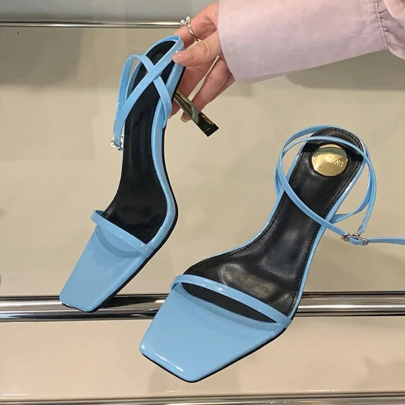 Lbsfy Fashion Thin Heels Sandals Women Open Toe  Ankle Strap High Heels Female Simple Elegant Designer Party Shoes Women Pumps