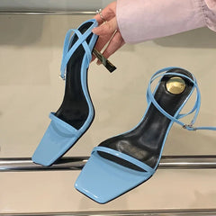 Lbsfy Fashion Thin Heels Sandals Women Open Toe  Ankle Strap High Heels Female Simple Elegant Designer Party Shoes Women Pumps