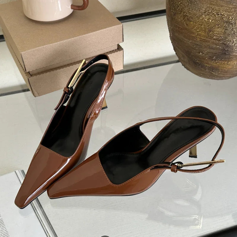 LBSFY -Street Style New Design Thin High Heels Women Pumps Buckle Strap Pointed Toe Party Banquet Slingbacks Female Shoes