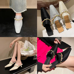 LBSFY  -   Fashion Sandals Women New High Quality Elegant Ice Mesh Crystal Slippers Banquet Dress Modern Muller Slippers