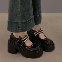 LBSFY -2025 New Fashion Retro Spring Autumn Japanese Women Mary Janes Shoes Bow Platform Single Lolita Shoes Women's Ballerinas Tacones
