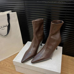 LBSFY -New Style Luxury Women's Fashion Pointed Toe Ankle Boots Women Wedding Party Shoes Winter Autumn Slim Short Ladies Boots