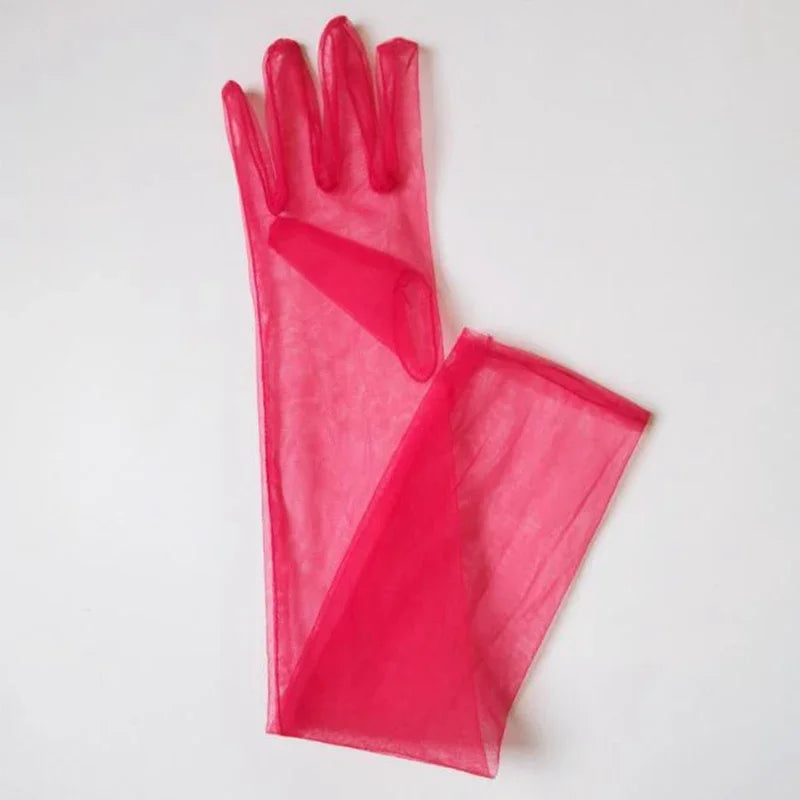 Lbsfy New Gloves for Women Dress 55cm Sheer Mesh Gloves Sexy Thin Elbow Long Gloves Wedding Accessory Anti-UV Cycling Driving Mittens
