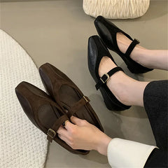LBSFY  -  Fashion Women Pumps Spring Autumn Elegant Mary Jane Shoes Square Liow Heels Outdoor Dress Ballerinas Ladies Shoes