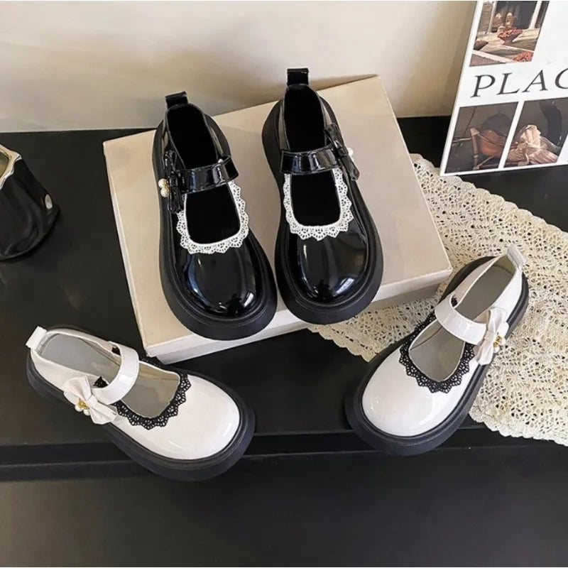 LBSFY -2025 New Fashion Lace Women's Pumps Spring Autumn Mary Jane SHOES Sweet Butterfly Knot Platform Casual Lolita Ladies Shoes