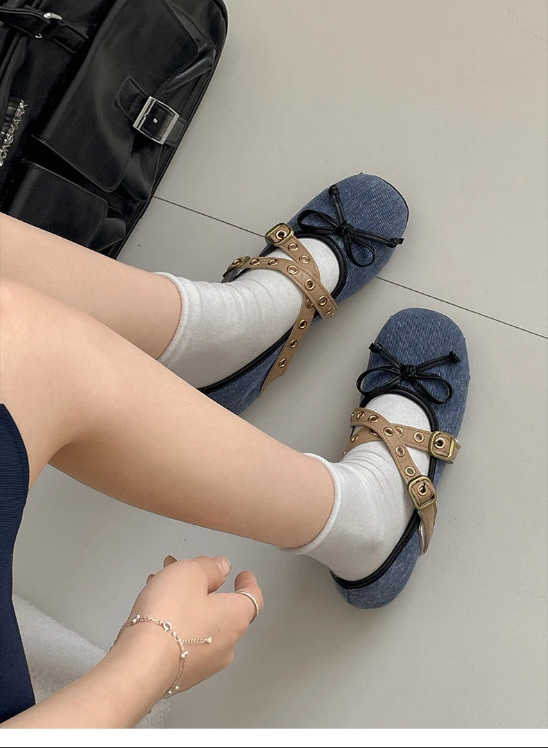 LBSFY -Autumn Design Butterfly-knot Women Ballet Style Flats Concise Shallow Shoes Ladies Outdoor Comfort Mary Jane Shoes