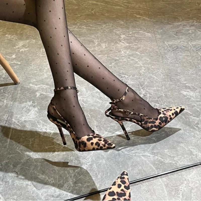 LBSFY  New Summer Pointy Leopard Print Brand Design Female High Heels Temperament Party Party Female Sandals  Women Sandals