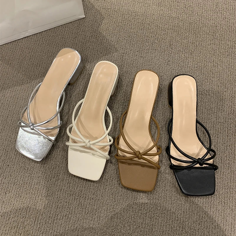 LBSFY  -  2024 New Open Toe Women Slippers Fashion Narrow Band Slides Ladies Outdoor Low Heel Sandal Summer Women's Shoes