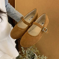 LBSFY -Spring Autumn New Brand Women Flat Shoes Round Toe Shallow Slip on Ladies Casual Ballet Shoes Soft Leather Eelgant Balle