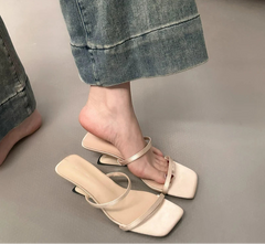 LBSFY  igner Summer Narrow Band Heel Women Slippers Shoes Fashion Open Toe Shoes Design Style Banquet Party Sandals Shoes