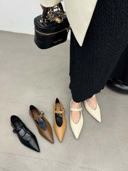 LBSFY  -  Pointed Toe Women Loafers 2024 New Arrivals Autumn Dress Shoes Low Heeled Black Beige Brown Khaki Dress Shoes Woman Size 35-39