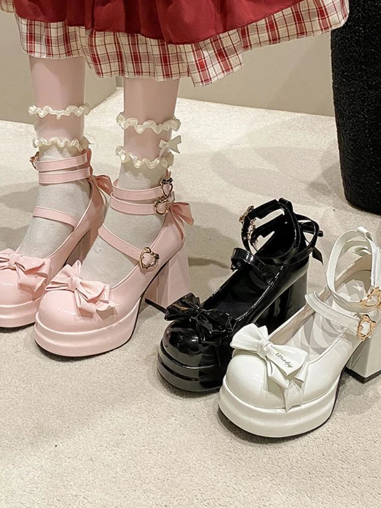 LBSFY  -  Autumn Kawaiii Cute Lolita Shoes Women Chic Round Head Japanese Girls Elegant Heels Female Waterproof Platform Mary Jane Shoes