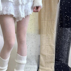 Lbsfy Y2K Shiny Sexy Stockings Tights Korean Rhinestone Mesh Fishnet Pantyhose Women Pantyhose Female Hosidery Diamond Nylon Lingerie