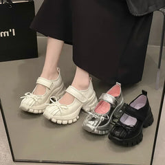 LBSFY  -Women Casual Silver Platform Ballet Shoes Thick Sole Sneakers New Summer Fashion Single Shoes Woman Platform Mary Jane Pumps