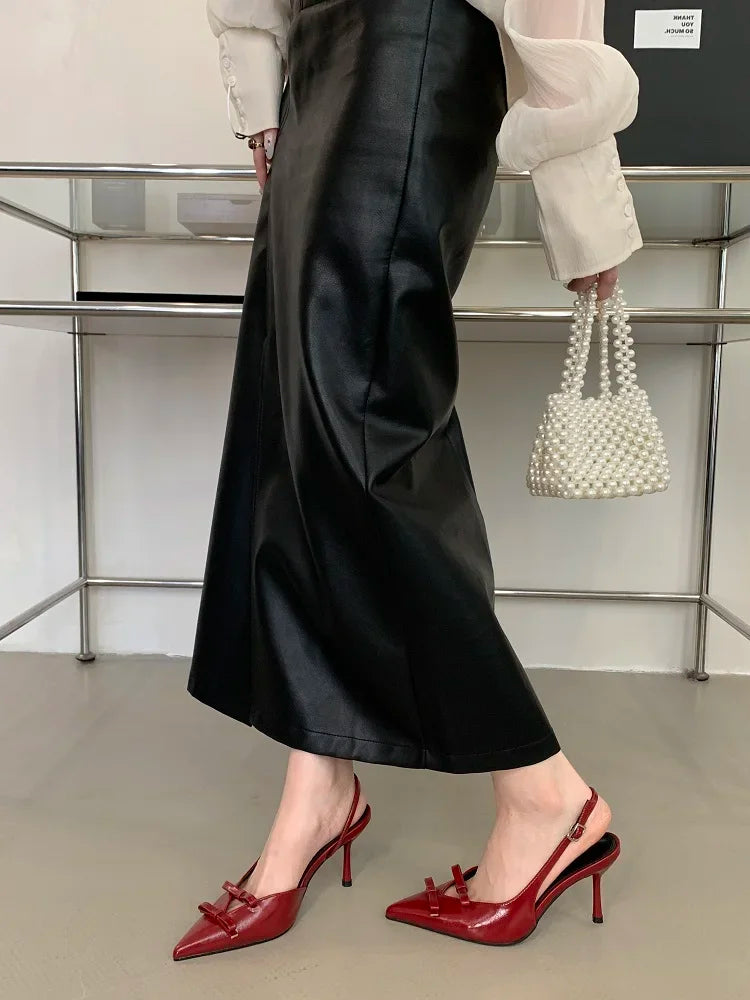 LBSFY -Spring Fashion Butterfly-knot Buckle Strap Women Pumps Sexy Pointed Toe Thin High Heels Party Wedding Shoes Zapatillas De Mujer