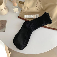 Lbsfy 5 Pairs Sweet Hollow Mesh Mid Tube Socks Fashion Breathable Personality Student Socks Female Spring Summer Pile Up Socks