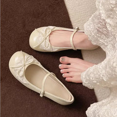 LBSFY -2025 Spring Autumn Bow Lace Women Mary Jane Shoes Fashion Shallow Ladies Elegant Outdoor Single Shoes Women Loafers Ballet Flats
