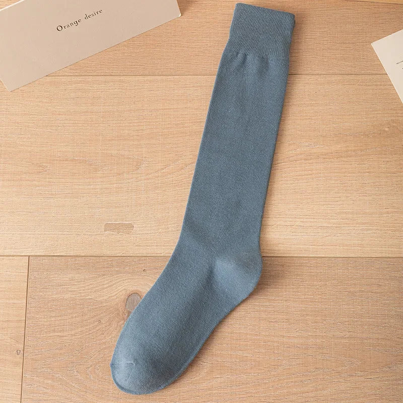 Lbsfy Women Cotton Knee High Socks Girl Black White Stockings Solid color Casual Calf Sock Female Fashion Sexy Long Socks