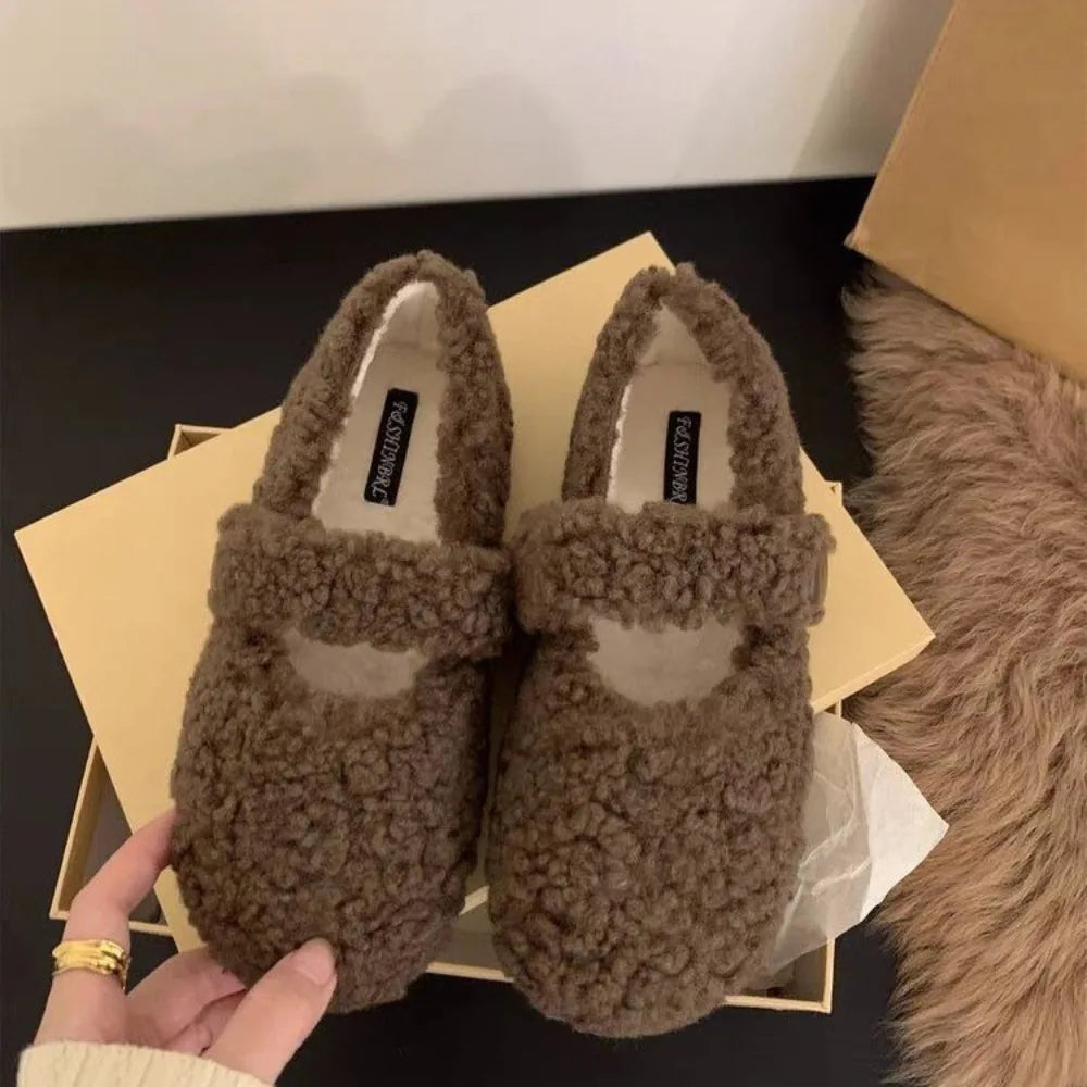 LBSFY -Winter Women Round Toe Slip-on Female Footwear Loafers Fur Casual Sneaker Autumn Modis Slip On Dress Moccasin New Fall