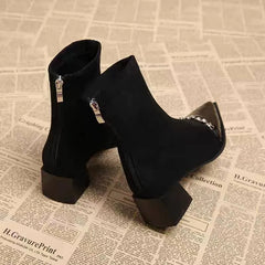 LBSFY -Pointed Toe Women Snow Ankle Boots High Heels Sexy Shoes Chunky Designer Chelsea Boots Winter New Trend Goth Botas De Mujer