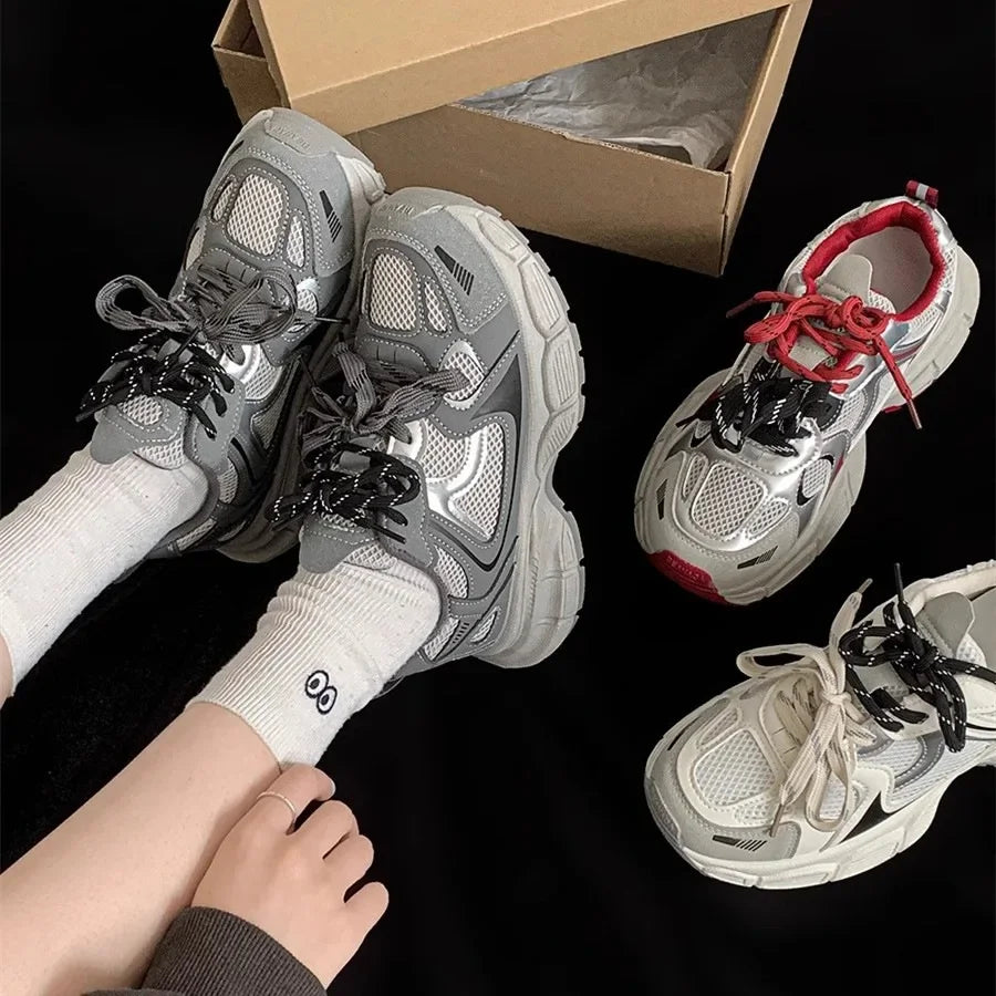 LBSFY -Breathable Lightweight Casual Sports Shoes Women's Autumn New Style Thick Sole Increased Height Versatile Trendy