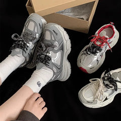 LBSFY -Breathable Lightweight Casual Sports Shoes Women's Autumn New Style Thick Sole Increased Height Versatile Trendy