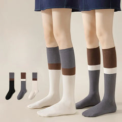 Lbsfy Stockings Women Knitted Cotton Color Matching Knee Socks Women Stockings JK Japanese Style School Girls Long Socks Stockings Sox