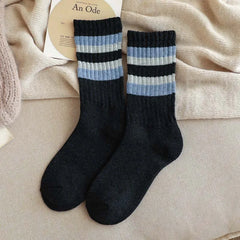 Lbsfy 5 Pairs Men Socks Autumn And Winter Padded Thickened Middle Socks Terry Bottom Warm Towel Cotton Socks Anti-Odor Sweat Sports So