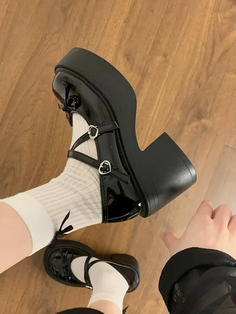 LBSFY -Lolita Shoes Women Japanese Style Mary Jane Shoes Women Vintage Shallow High Heels Chunky Platform Shoes Cosplay Female Sandals