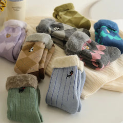 Lbsfy Thicken Warm Wool Classic Solid Colors Rib Socks Women High Quality Loose Crew Fashion Japanese Korea Sock Winter