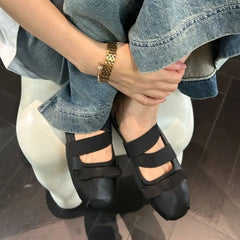 LBSFY  -   Women Ballet Flats Round Toe Black Pu Leather Ballerina Shoes Zapatos Bailarinas De Mujer