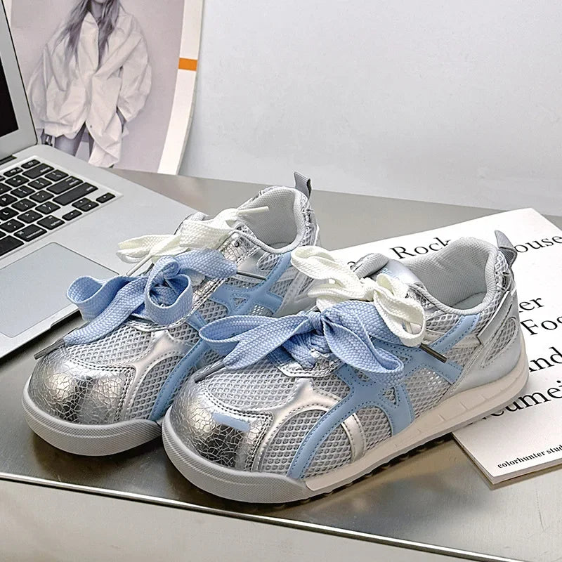 LBSFY -Summer Breathable Lightweight Mesh Sneakers Soft Bottom Hong Kong Style Casual Sports White Shoes for Women