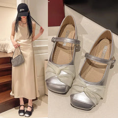 LBSFY -French Elegant Gentle Square Head Small Leather Shoes Mary Janes Stylish Fairy Tale Single Shoes Women's Casual Shoes Summer