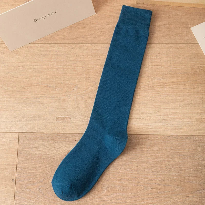 Lbsfy Women Cotton Knee High Socks Girl Black White Stockings Solid color Casual Calf Sock Female Fashion Sexy Long Socks