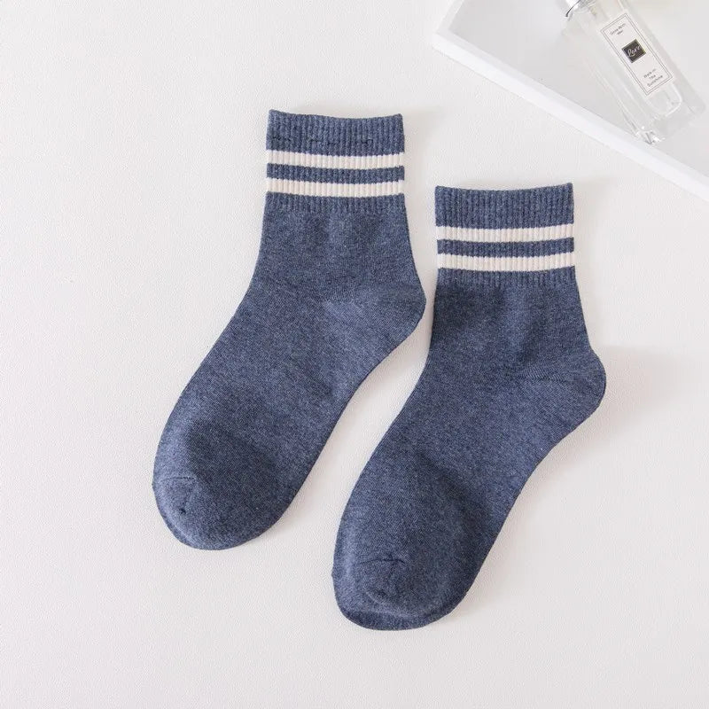 Lbsfy Women Stripes Socks For Girls Gift Autumn Winter Spring Cotton Ladies Middle Tube Short Crew Striped Socks Harajuku Streetwear