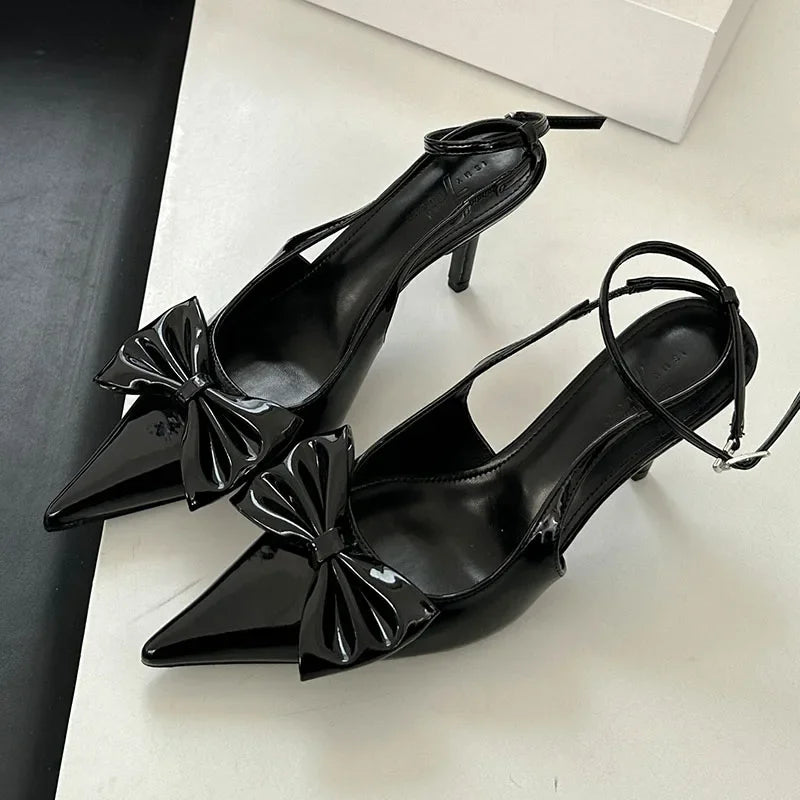 Lbsfy Butterfly-Knot Designer High Heels Women Ankle Strap Pointed Toe Banquet Dress Shoes Ladies Fashion Elegant Sandals Women Pumps