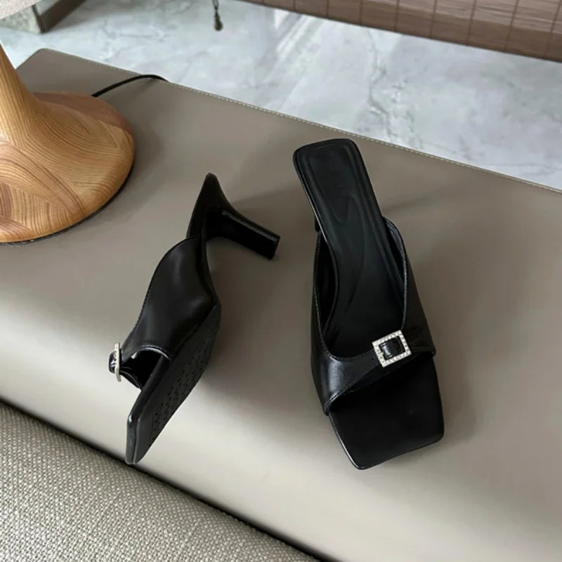 LBSFY - Summer Fashion Women Slipper Slip On Ladies Sandals Thin High Heel Outdoor Dress Slides Shoes Flip Flop Mujer