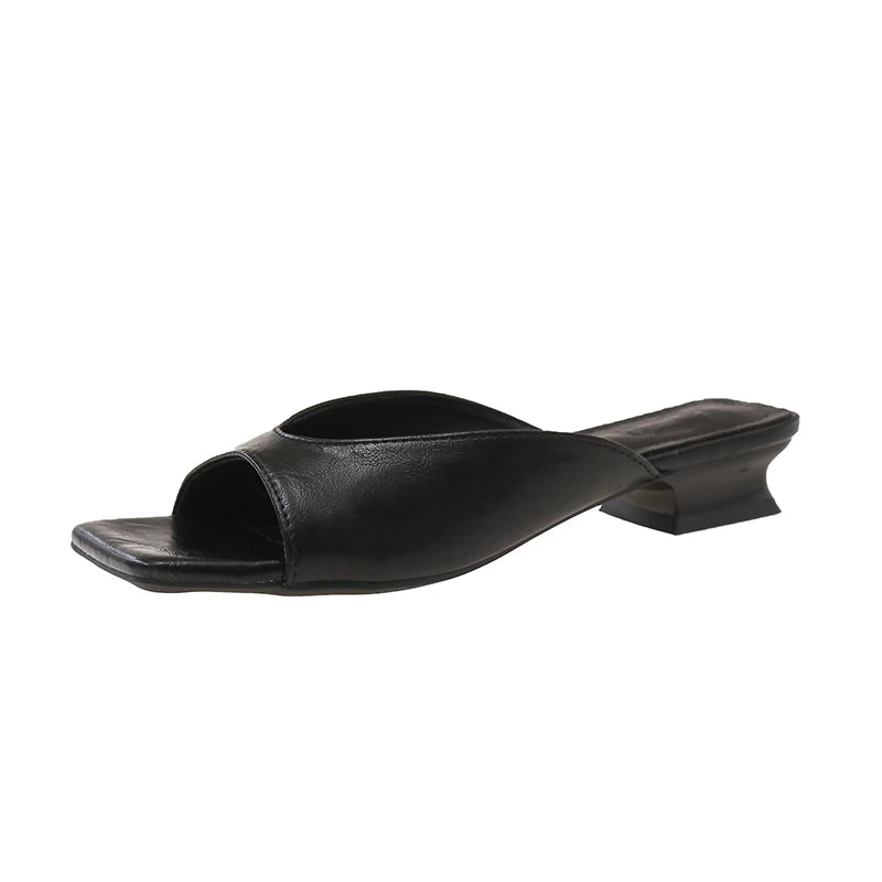 LBSFY -New Fashion Summer Women Slipper Square Toe Ladies Mules Sexy High Heels Slippers Female Designer Woman Shoes Claquette Femme