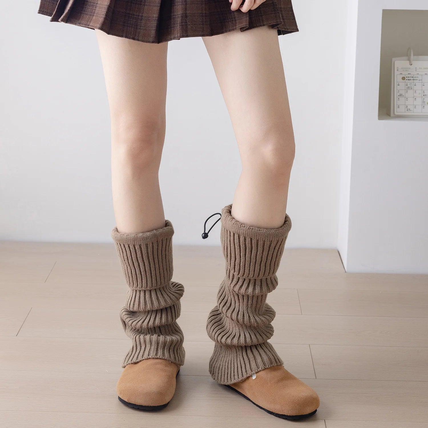 Lbsfy Elastic Drawstring Knitted Leg Socks Winter Warm Jk Leggings Stockings Korea Women Y2K Pile Socks Korea Women Calf Socks