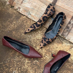 LBSFY -Spring Design Leopard Print Woman Pumps Pointed Toe Thin Low Heels Elegant Party Female High Heel Pumps Zapatos De Mujer