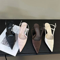 LBSFY -Spring Buckle Strap Women Pumps Sandals Fashion Shallow Thin Heels Pointed Toe Slingback Mules Tacones Mujer