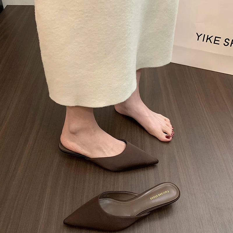 LBSFY  Summer Fashion Pointed Toe Mules Women Slippers Casual Dress Street Style Slides Ladies Slip On Shoes