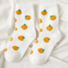 Lbsfy Mink Velvet Socks Women Autumn Winter Thicken Thermal Coral Velvet Sleep Plush Floor Cute Kawaii Soft Black White Sock Underwear