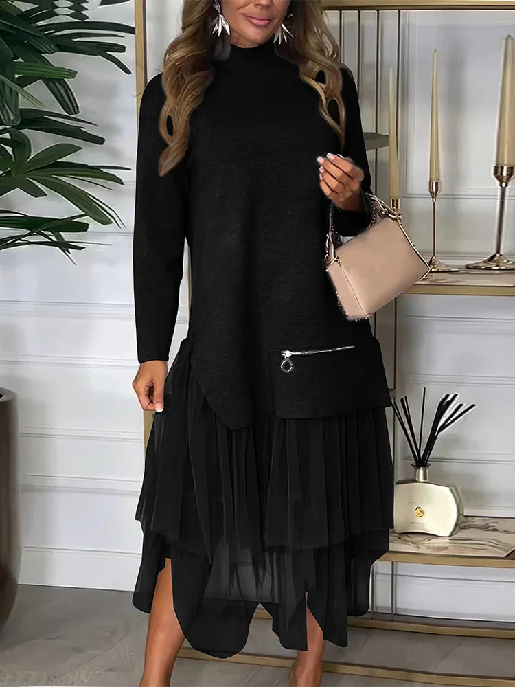 LBSFY  -  Long Sleeve Solid Skirt Two Piece Set Loose Women Causal Street Wear Skirts Outfit Female Midi Skirts Matching Suit New