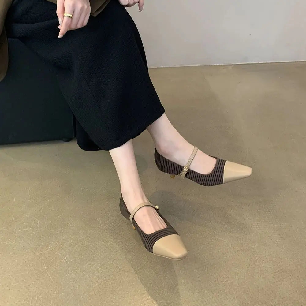 LBSFY  -  Black/Brown Women Pumps Round Toe Shallow Slip On Thin High Heels Spring Autumn Office Dress Shoes Woman Sexy Pumps Size 35-39