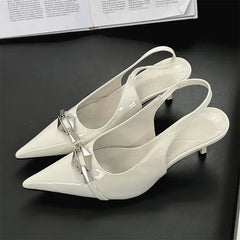 LBSFY -Spring New Fashion Slingbacks Pointed Toe Women Pumps Thin Low Heels Banquet Prom Mules Shoes Zapatos De Mujer