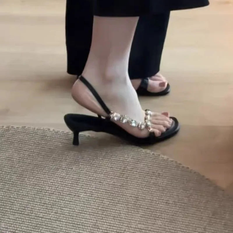 LBSFY -Sandalias Mujer 2025 Summer New Women's Sandals Sexy Open Toe High Heels Luxury Designer Elegant Slip-on Party Sandals for Women
