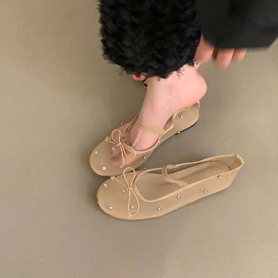 LBSFY -New Brand Women Flat Shoes Fashion Mesh Ladies Elegant Mary Jane Shoes Soft Sole Outdoor Dress Ballerinas